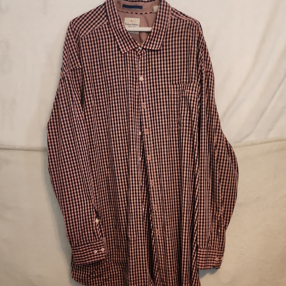 Tommy Bahama Red and Black Checkered Casual Shirt
